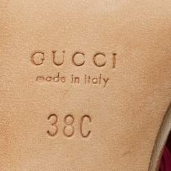 Pre Owned Gucci Size 38 Red Pleated  Fabric Slide Sandals