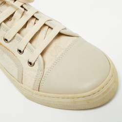 Pre Owned Gucci GG Size 37 Beige/Grey Canvas and Leather High Top Sneakers