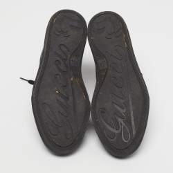 Pre Owned Gucci GG Size 37.5 Black/Dark Grey Canvas and Leather High Top Sneakers