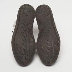 Pre Owned Gucci Trim California Size 37 Dark Brown/Beige Coated Canvas and Leather High Top Sneakers