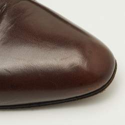 Pre Owned Gucci Size 38.5 Dark Brown Leather Buckle Detail Ankle Length Boots