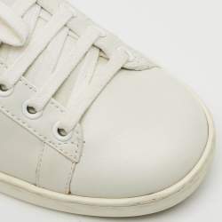 Pre Owned Gucci Ace Size 37 White Leather Python Embossed Web Crystal Lips Lace Up Sneakers