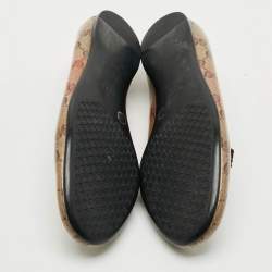 Pre Owned Gucci Hysteria Size 38 Brown Coated Canvas Ballet Flats