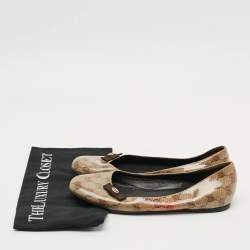 Pre Owned Gucci Hysteria Size 38 Brown Coated Canvas Ballet Flats