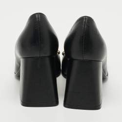 Pre Owned Gucci Horsebit Size 36 Black Leather Block Heel Pumps
