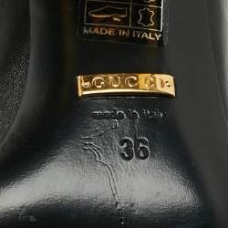 Pre Owned Gucci Horsebit Size 36 Black Leather Block Heel Pumps