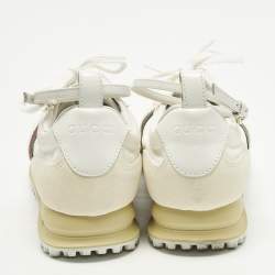 Pre Owned Gucci Nora Remotion Size 36 Cream/White GG Canvas and Suede Sneakers