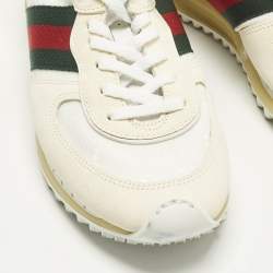 Pre Owned Gucci Nora Remotion Size 36 Cream/White GG Canvas and Suede Sneakers