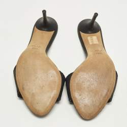 Pre Owned Gucci Fringe Size 38.5 Black Leather Slide Sandals