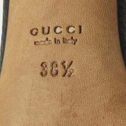 Pre Owned Gucci Fringe Size 38.5 Black Leather Slide Sandals