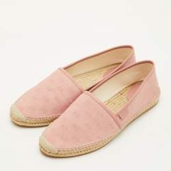 Pre Owned Gucci Size 41.5 Light Pink GG Canvas and Leather Slip On Espadrille Loafers