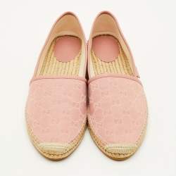 Pre Owned Gucci Size 41.5 Light Pink GG Canvas and Leather Slip On Espadrille Loafers