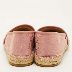 Pre Owned Gucci Size 41.5 Light Pink GG Canvas and Leather Slip On Espadrille Loafers