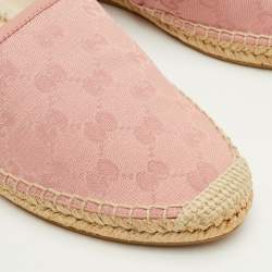 Pre Owned Gucci Size 41.5 Light Pink GG Canvas and Leather Slip On Espadrille Loafers