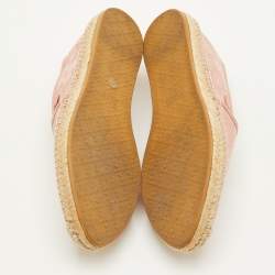 Pre Owned Gucci Size 41.5 Light Pink GG Canvas and Leather Slip On Espadrille Loafers
