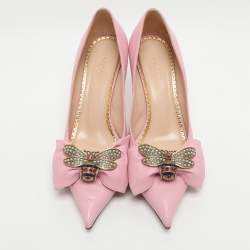 Pre Owned Gucci Queen Margaret Size 40.5 Pink Leather Pumps