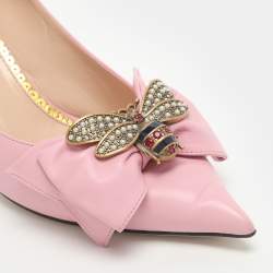 Pre Owned Gucci Queen Margaret Size 40.5 Pink Leather Pumps