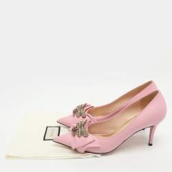 Pre Owned Gucci Queen Margaret Size 40.5 Pink Leather Pumps