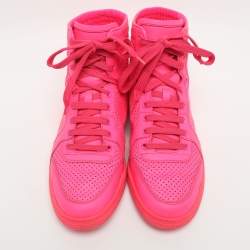 مملوكة مسبقًا Gucci Interlocking G Size 40 Neon Pink Leather High Top Sneakers 