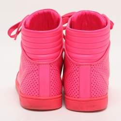 مملوكة مسبقًا Gucci Interlocking G Size 40 Neon Pink Leather High Top Sneakers 