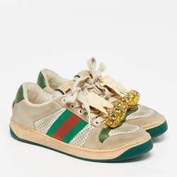 Pre Owned Gucci Screener Size 34 Multicolor Nubuck Leather Low Top Sneakers