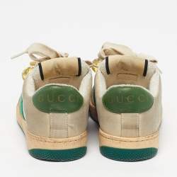 Pre Owned Gucci Screener Size 34 Multicolor Nubuck Leather Low Top Sneakers