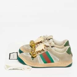 Pre Owned Gucci Screener Size 34 Multicolor Nubuck Leather Low Top Sneakers