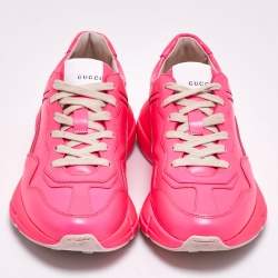 Pre Owned حذاء رياضي غوتشي جلد وردي نيون رايتون مقاس 37.5