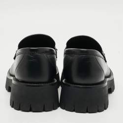 Pre Owned حذاء لوفرز غوتشي هورسبيت جلد GG أسود بلاتفورم مقاس 36.5