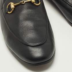 مملوكة مسبقًا حذاء لوفراز غوتشي بريكستون جلد أسود قابلة للطي مقاس 36.5