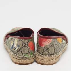 Pre Owned Gucci Size 36 Multicolor GG Supreme Coated Canvas and Leather Flora Espadrille Flats