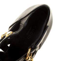 Pre Owned Gucci Black Leather Babouska Crisscross Booties Size 41