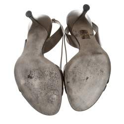 Pre Owned Gucci Brown Leather Open Toe Slingback Sandals Size 35