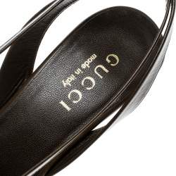 Pre Owned Gucci Brown Leather Open Toe Slingback Sandals Size 35