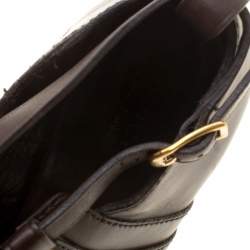 Pre Owned Gucci Cocoa Brown Leather Studded Cage Pumps Size 37