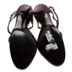Pre Owned Gucci Purple Satin T-strap Sandals Size 40.5