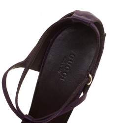 Pre Owned Gucci Purple Satin T-strap Sandals Size 40.5