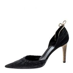 مملوكة مسبقًا Gucci Black Suede Pointed Toe Bow Detail D'orsay Pumps Size 37.5