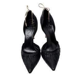 مملوكة مسبقًا Gucci Black Suede Pointed Toe Bow Detail D'orsay Pumps Size 37.5