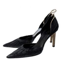 مملوكة مسبقًا Gucci Black Suede Pointed Toe Bow Detail D'orsay Pumps Size 37.5