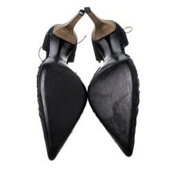 مملوكة مسبقًا Gucci Black Suede Pointed Toe Bow Detail D'orsay Pumps Size 37.5