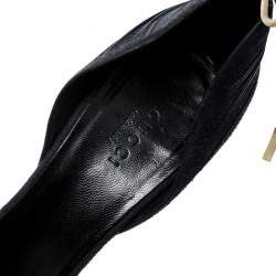 مملوكة مسبقًا Gucci Black Suede Pointed Toe Bow Detail D'orsay Pumps Size 37.5