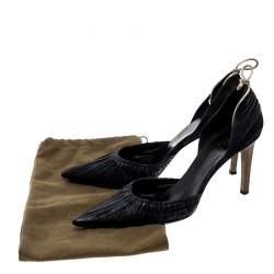 مملوكة مسبقًا Gucci Black Suede Pointed Toe Bow Detail D'orsay Pumps Size 37.5