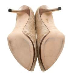 مملوكة مسبقًا Gucci Beige Ostrich Leg Pointed Toe Pumps Size 38.5