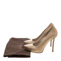 مملوكة مسبقًا Gucci Beige Ostrich Leg Pointed Toe Pumps Size 38.5