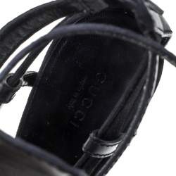 Pre Owned Gucci Black Leather and Suede Daryl Platform Sandals Size 39