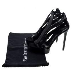 Pre Owned Gucci Black Leather and Suede Daryl Platform Sandals Size 39