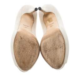 Gucci Beige Suede Sofia Peep Toe Platform Pumps Size 37