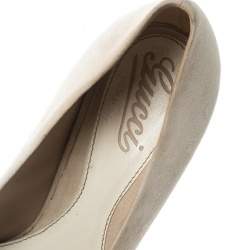 Gucci Beige Suede Sofia Peep Toe Platform Pumps Size 37
