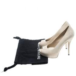 Gucci Beige Suede Sofia Peep Toe Platform Pumps Size 37